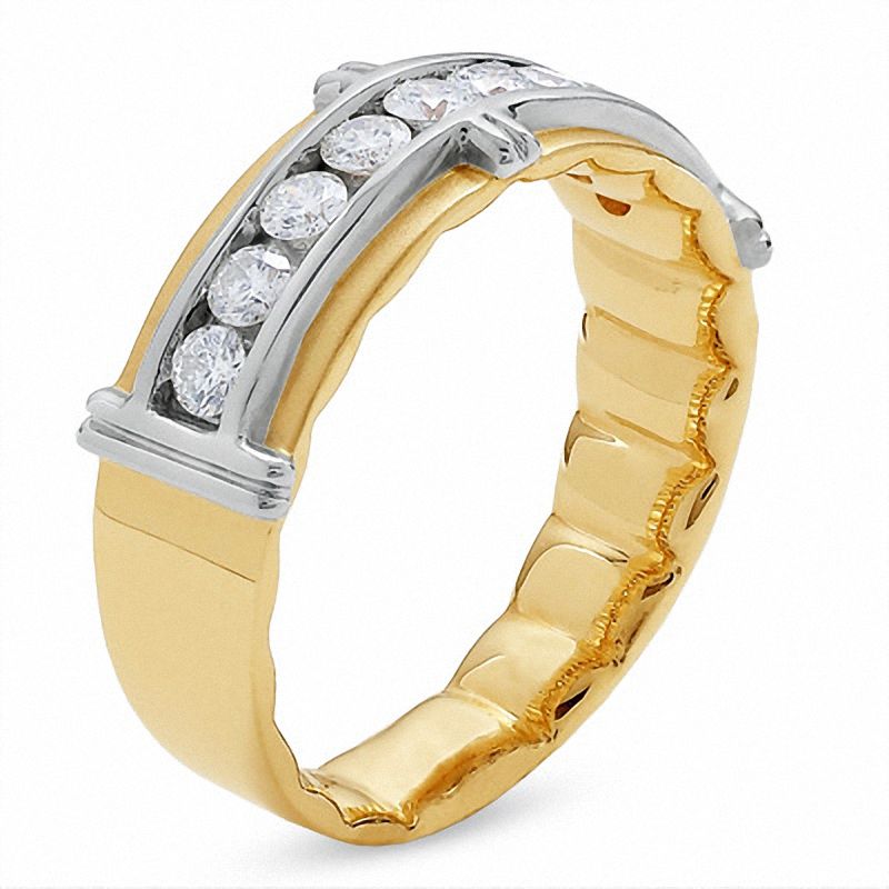 Main Image 2 of 0.75 CT. T.W. Diamond Three Bar Channel-Set Band in 14K Two-Tone Gold