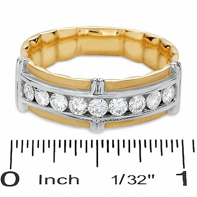 Main Image 3 of 0.75 CT. T.W. Diamond Three Bar Channel-Set Band in 14K Two-Tone Gold