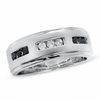 Thumbnail Image 0 of Men's 0.30 CT. T.W. Enhanced Black and White Diamond Three Channel Band in 14K White Gold