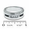 Thumbnail Image 2 of Men's 0.30 CT. T.W. Enhanced Black and White Diamond Three Channel Band in 14K White Gold