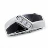 Thumbnail Image 0 of Men's 0.15 CT. T.W. Square-Cut Diamond Three Stone and Onyx Slant Ring in 14K White Gold