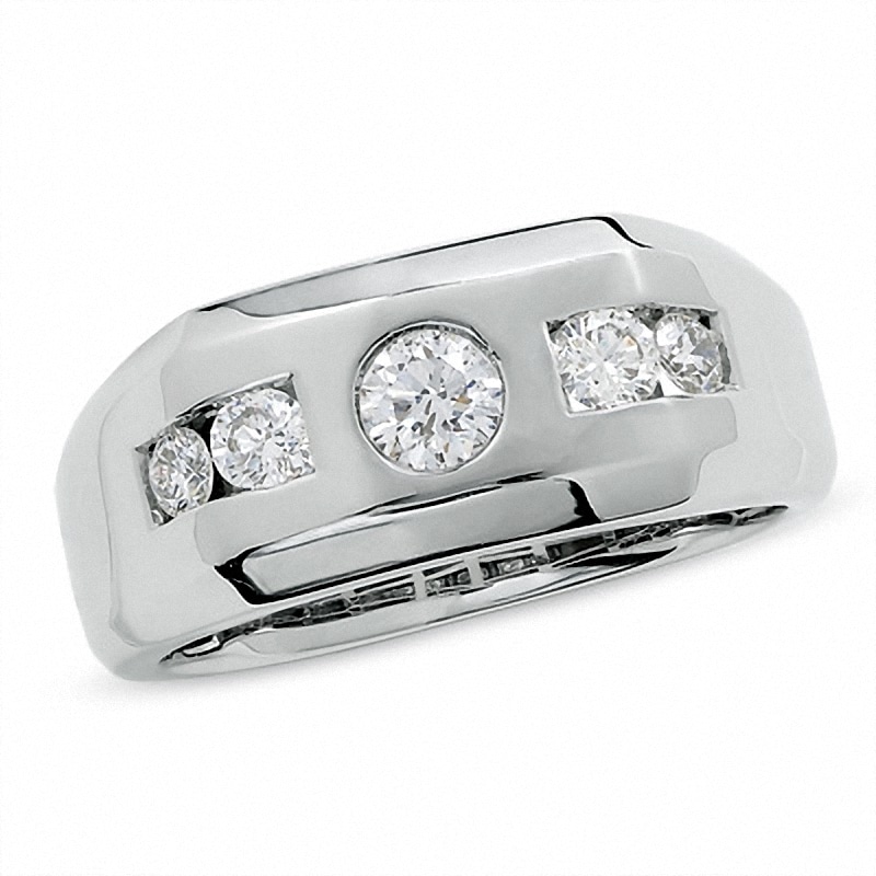 Men's 1.00 CT. T.W. Diamond Five Stone Band in 14K White Gold