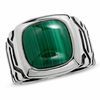 Thumbnail Image 1 of Men's Cushion-Cut Malachite Ring in Sterling Silver