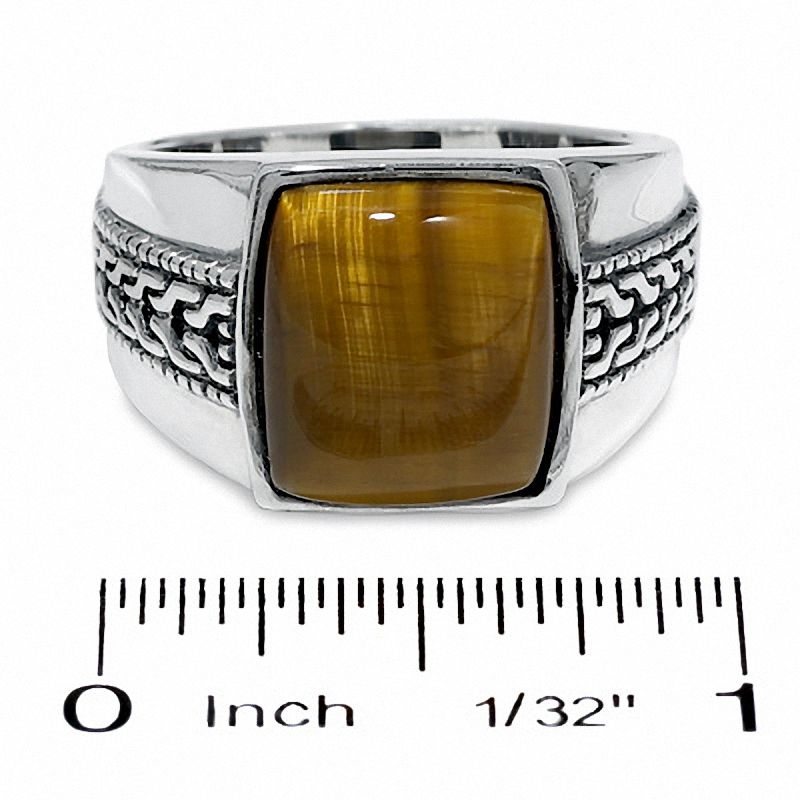 Men's Cushion-Cut Tiger's Eye Ring in Sterling Silver|Peoples Jewellers