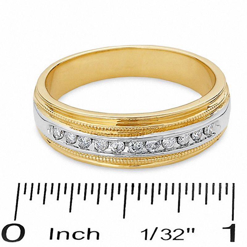 0.25 CT. T.W. Diamond Channel Milgrain Band in 14K Two-Tone