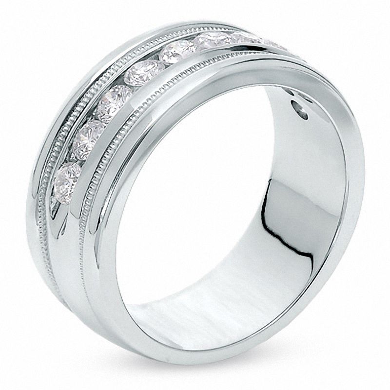 Main Image 2 of 1.00 CT. T.W. Diamond Channel Milgrain Band in 14K White Gold