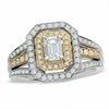 Thumbnail Image 0 of 1.00 CT. T.W. Emerald-Cut Diamond Split Shank Ring in 14K Two-Tone Gold