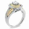 Thumbnail Image 1 of 1.00 CT. T.W. Emerald-Cut Diamond Split Shank Ring in 14K Two-Tone Gold