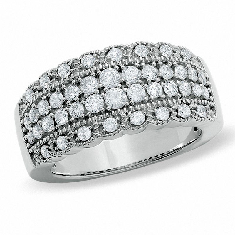 Main Image 1 of 1.00 CT. T.W. Diamond Vintage Scallop Band in 14K White Gold