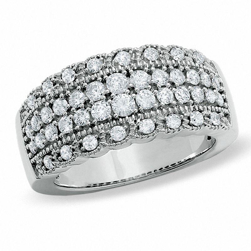 1.00 CT. T.W. Diamond Vintage Scallop Band in 14K White Gold