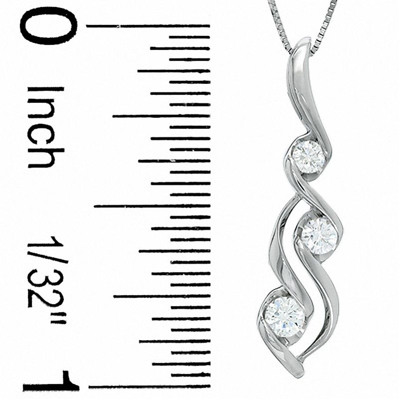 Main Image 2 of Sirena™ 0.33 C.T. T.W. Diamond Three Stone Pendant in 14K White Gold