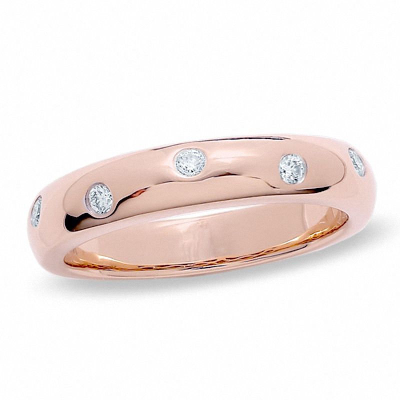 0.15 CT. T.W. Diamond Five Stone Flush Stack Band in 14K Rose Gold