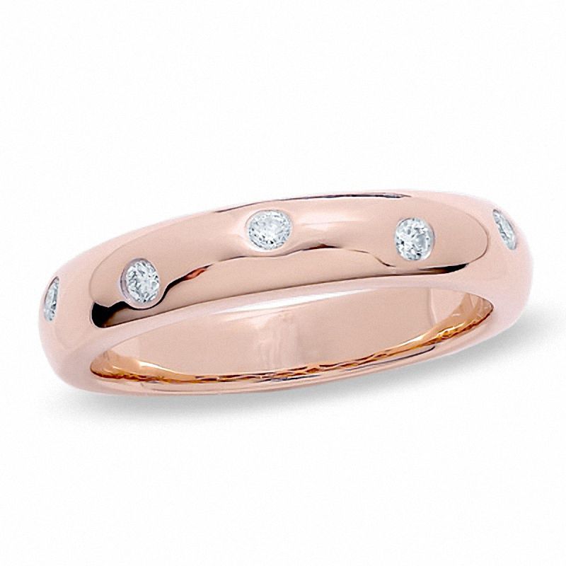 Main Image 1 of 0.15 CT. T.W. Diamond Five Stone Flush Stack Band in 14K Rose Gold