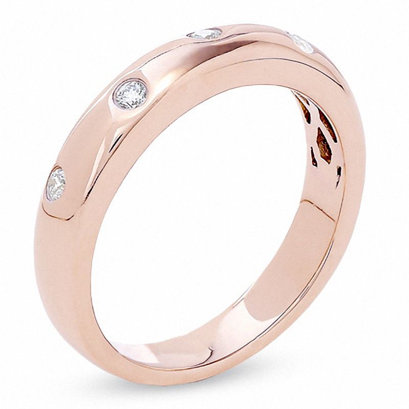 Main Image 2 of 0.15 CT. T.W. Diamond Five Stone Flush Stack Band in 14K Rose Gold