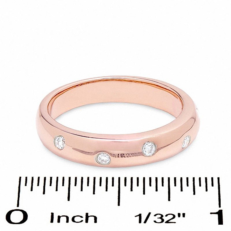 Main Image 3 of 0.15 CT. T.W. Diamond Five Stone Flush Stack Band in 14K Rose Gold
