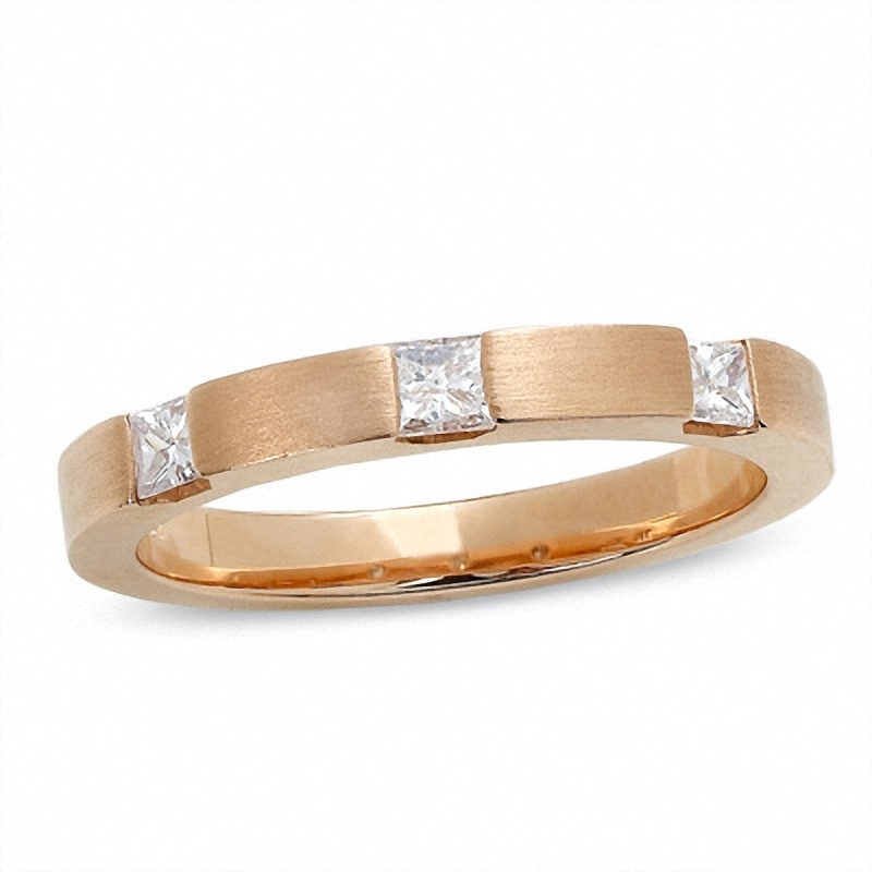 0.33 CT. T.W. Princess-Cut Diamond Stack Band in 14K Rose Gold