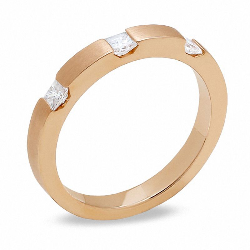 Main Image 2 of 0.33 CT. T.W. Princess-Cut Diamond Stack Band in 14K Rose Gold