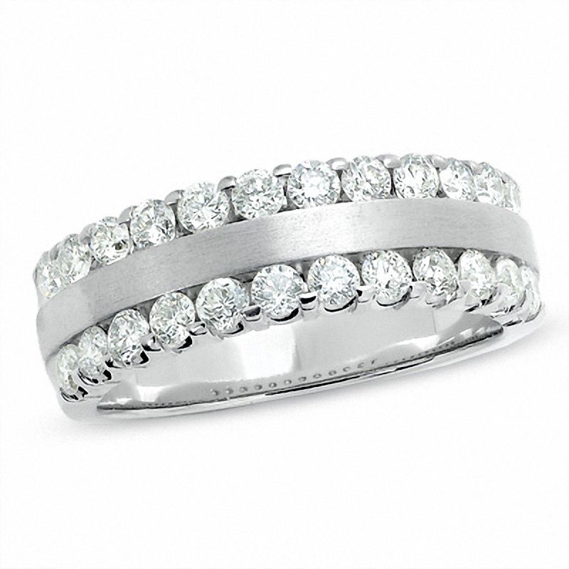 Main Image 1 of 1.00 CT. T.W. Diamond Two Row Band in 14K White Gold