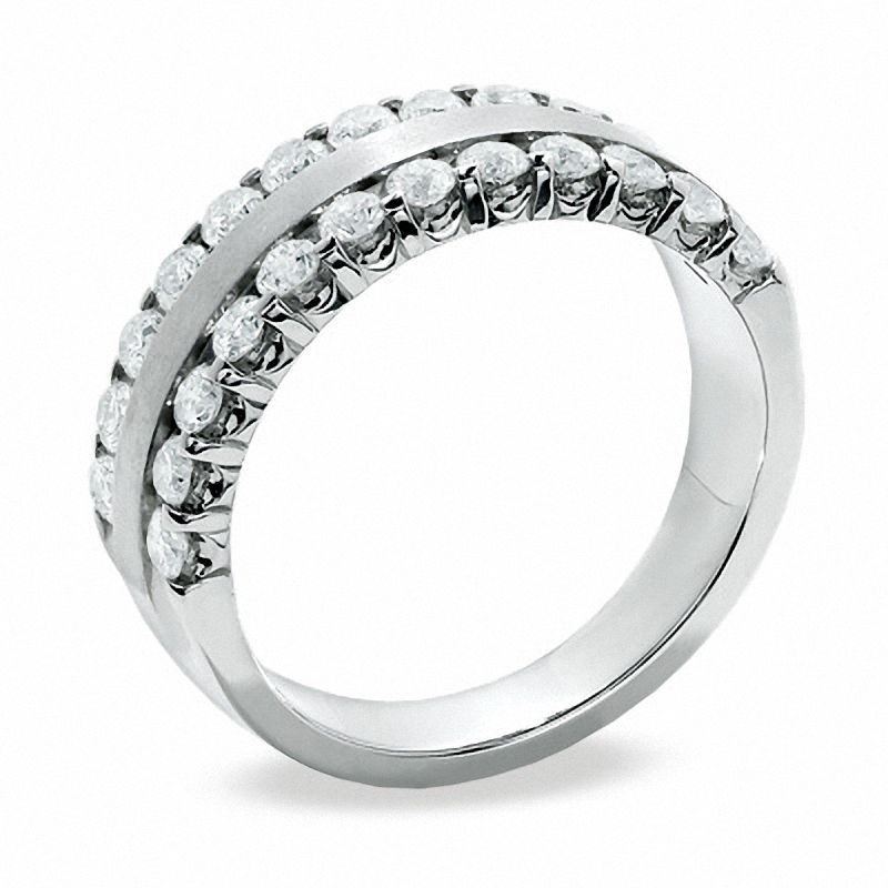 Main Image 2 of 1.00 CT. T.W. Diamond Two Row Band in 14K White Gold