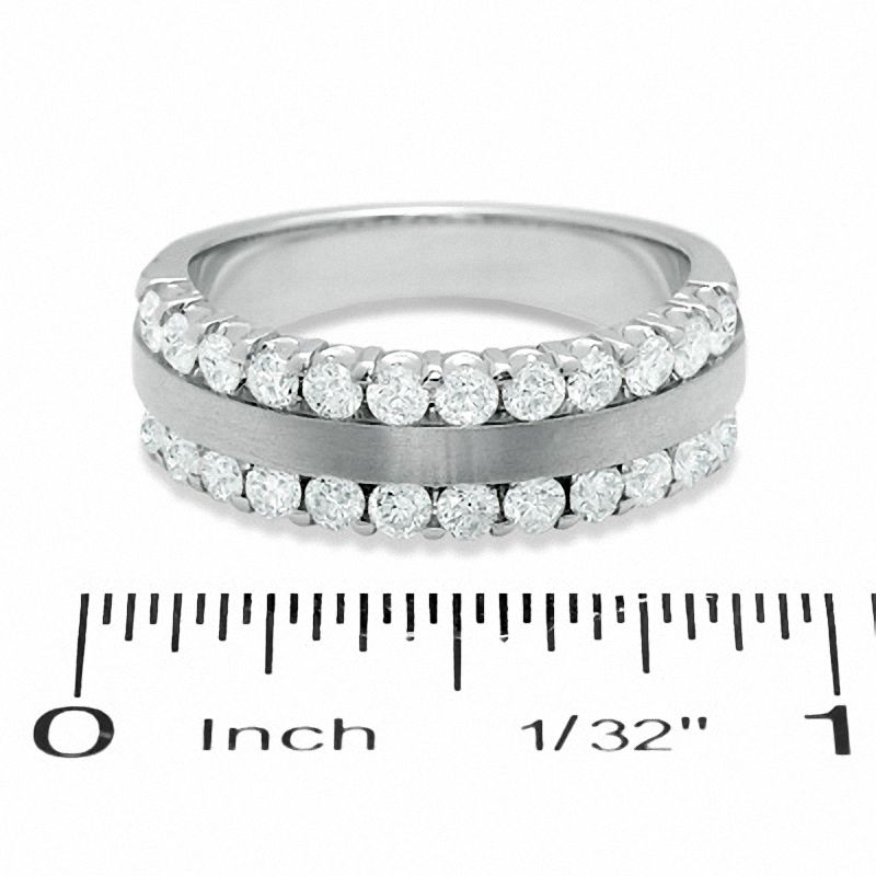 Main Image 3 of 1.00 CT. T.W. Diamond Two Row Band in 14K White Gold