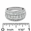 1.00 CT. T.W. Baguette and Round Diamond Three Row Ring in 10K White Gold