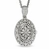 Thumbnail Image 0 of 0.09 CT. T.W. Diamond Oval Vintage Locket in Sterling Silver
