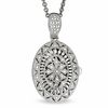 Thumbnail Image 1 of 0.09 CT. T.W. Diamond Oval Vintage Locket in Sterling Silver