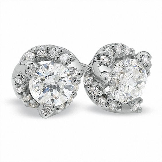 0.75 CT. T.W. Diamond Tornado Stud Earrings in 14K White Gold 0.75 CT. T.W. Diamond Tornado Stud Earrings in 14K White Gold