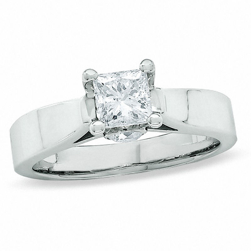 1.00 CT. T.W. Princess-Cut Diamond Solitaire Engagement Ring in 14K White Gold (I-J/I2)