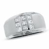 Thumbnail Image 1 of 0.75 CT. T.W. Square-Cut Diamond Three Row Satin Ring in 14K White Gold