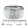 Thumbnail Image 3 of 0.75 CT. T.W. Square-Cut Diamond Three Row Satin Ring in 14K White Gold