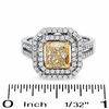 Thumbnail Image 3 of 1.96 CT. T.W. Certified Fancy Yellow Diamond Double Framed Ring in 18K Two-Tone Gold