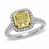 1.46 CT. T.W. Certified Cushion-Cut Fancy Yellow Diamond Ring in 18K Two-Tone Gold