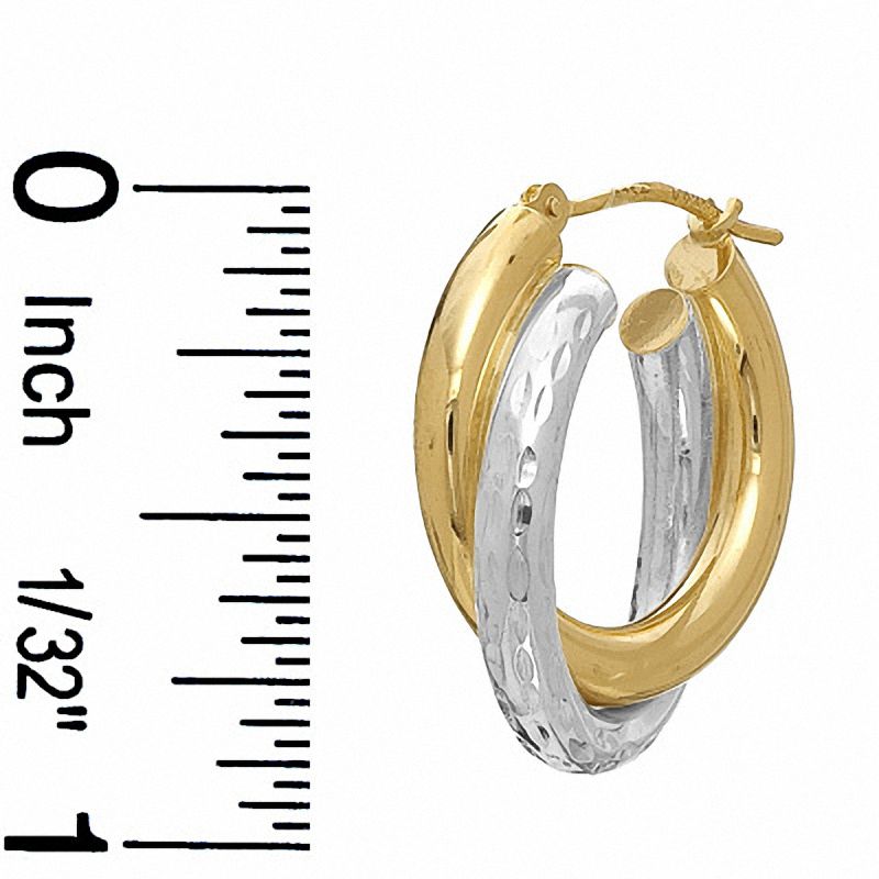 Double Bypass Hoop Earrings in Sterling Silver and 14K Gold