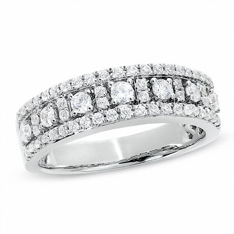 0.62 CT. T.W. Diamond Window Pane Band in 14K White Gold