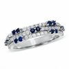 Thumbnail Image 0 of 0.75 CT. T.W. Diamond and Blue Sapphire Band in 14K White Gold