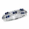 Thumbnail Image 1 of 0.75 CT. T.W. Diamond and Blue Sapphire Band in 14K White Gold