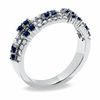 Thumbnail Image 1 of 0.75 CT. T.W. Diamond and Blue Sapphire Band in 14K White Gold