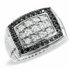 Thumbnail Image 1 of Men's 1.00 CT. T.W. Enhanced Black and White Diamond Cluster Ring in 14K White Gold