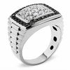 Thumbnail Image 2 of Men's 1.00 CT. T.W. Enhanced Black and White Diamond Cluster Ring in 14K White Gold
