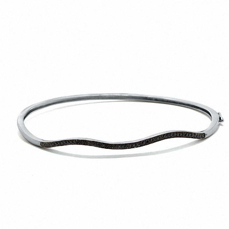 0.15 CT. T.W. Black Diamond Wavy Bangle in Sterling Silver