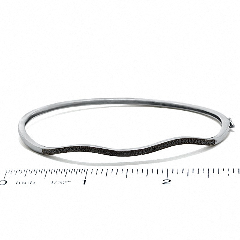 0.15 CT. T.W. Black Diamond Wavy Bangle in Sterling Silver