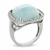 Thumbnail Image 1 of Cushion-Cut Blue Chalcedony Frame Ring in Sterling Silver with White Topaz Accents - Size 7