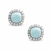 Thumbnail Image 1 of Cushion-Cut Blue Chalcedony Earrings in Sterling Silver with White Topaz Accents