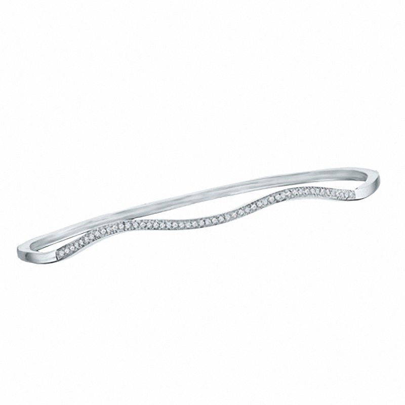 Main Image 1 of 0.15 CT. T.W. Diamond Wavy Bangle in Sterling Silver