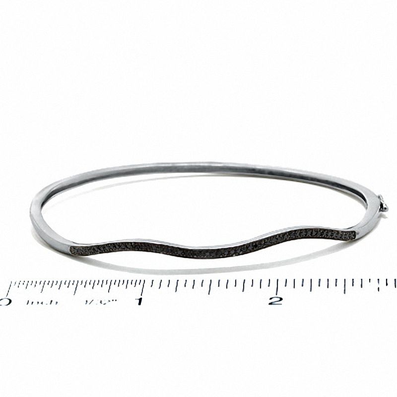 Main Image 2 of 0.15 CT. T.W. Diamond Wavy Bangle in Sterling Silver