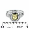 Thumbnail Image 3 of 1.40 CT. T.W. Cushion-Cut Yellow Diamond Framed Ring in 18K White Gold