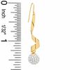 14K Gold Ribbon Twist Earrings with Crystal Balls