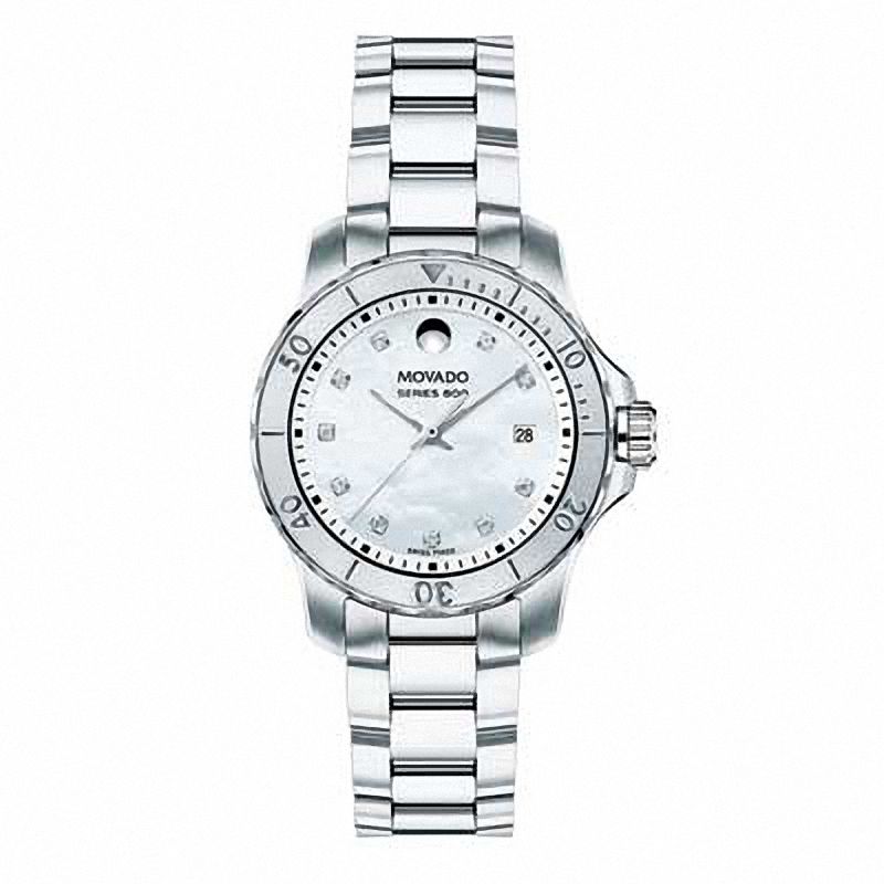 Ladies' Movado Series 800 Diamond Accent Chronograph Watch with Mother-of-Pearl Dial (Model: 2600114)|Peoples Jewellers