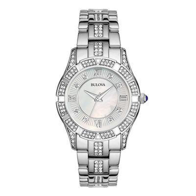 Ladies' Bulova Crystal Accent Watch with Mother-of-Pearl Dial (Model: 96L116)